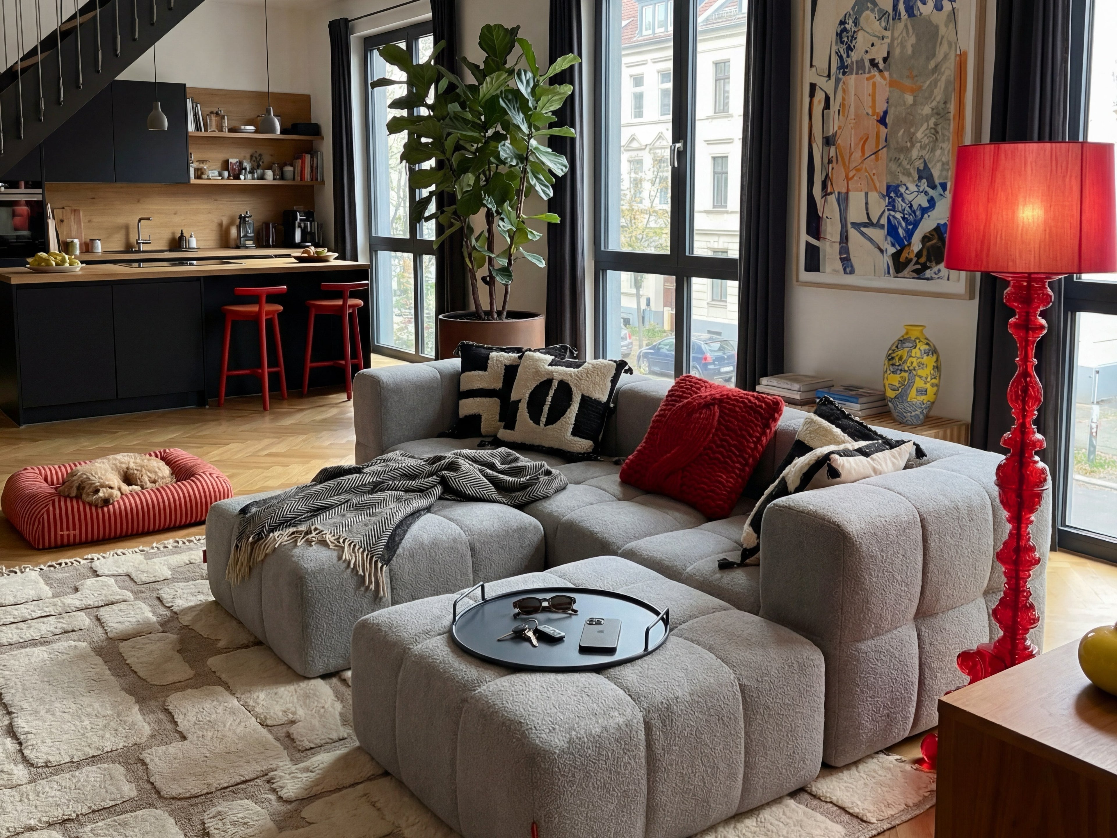 3 Teiliges Modulares Sofa – Grau-3