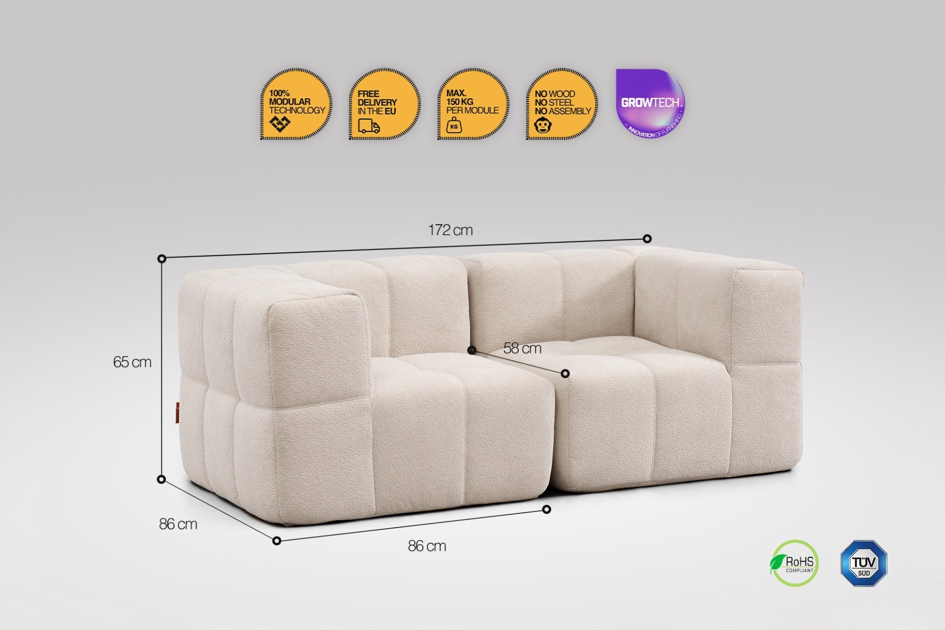 2 Teiliges Modulares Sofa – Beige