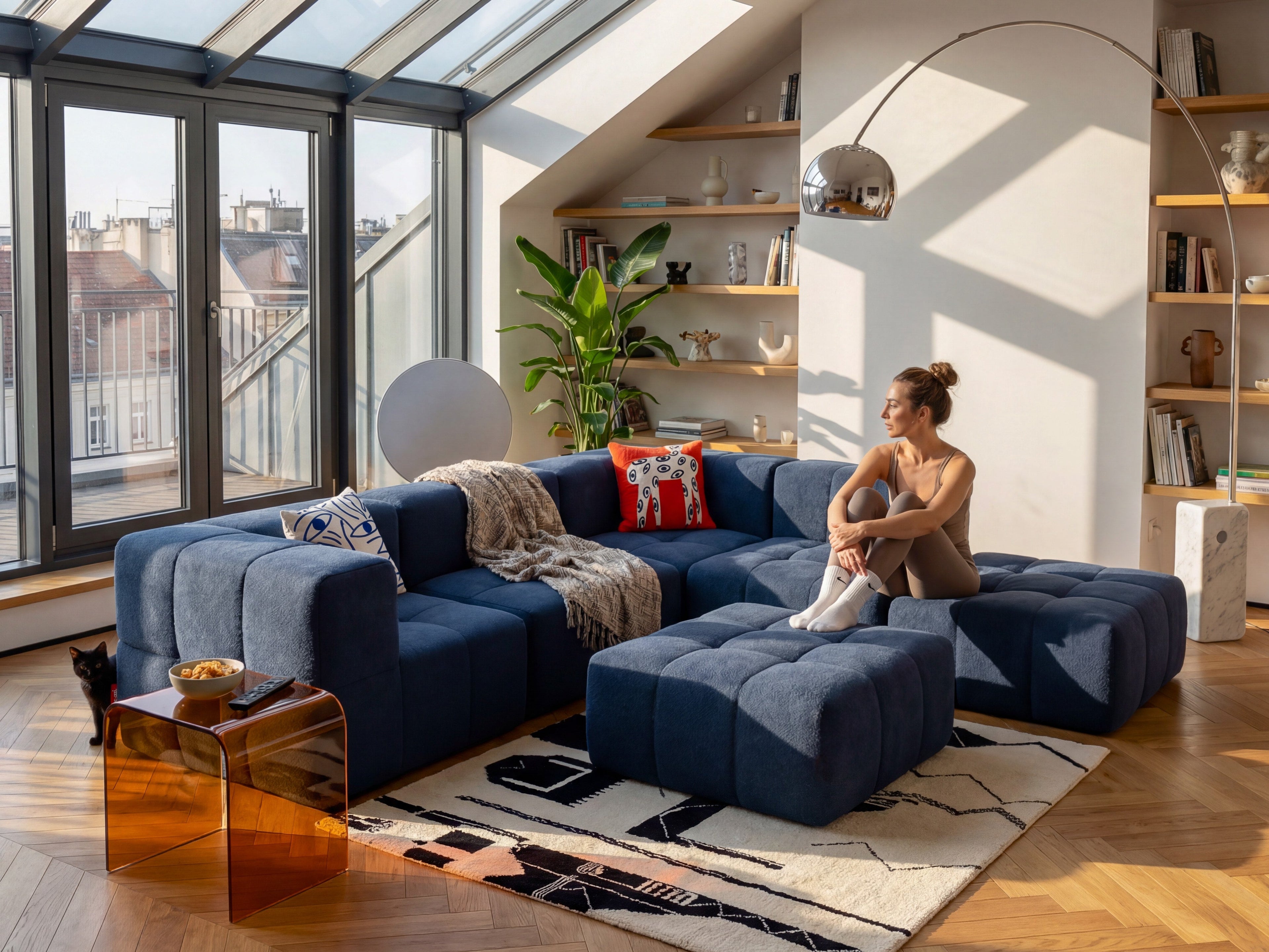 6 Teiliges Modulares Sofa – Blau-4