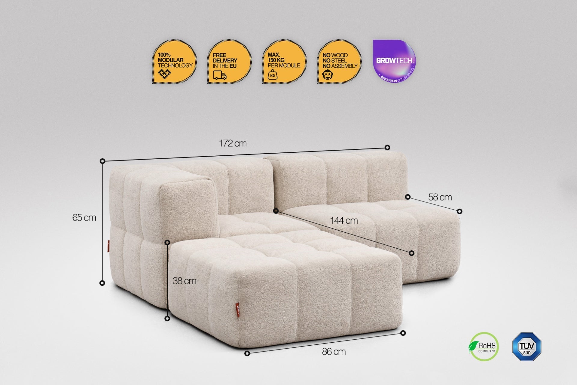 3 Teiliges Modulares Sofa – Beige
