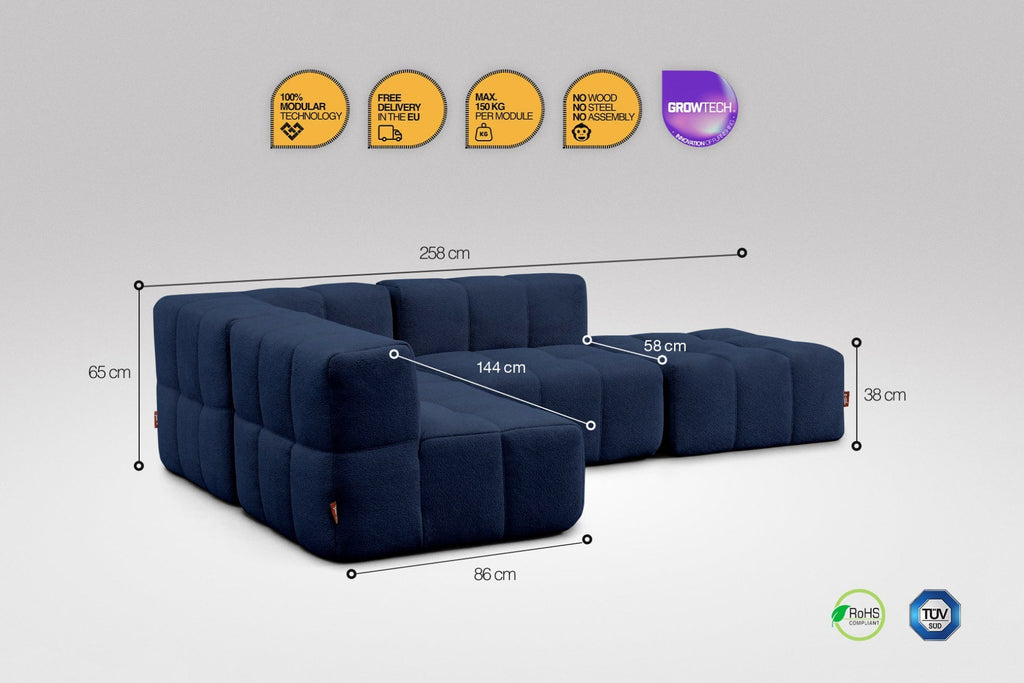 4 Teiliges Modulares Sofa – Blau