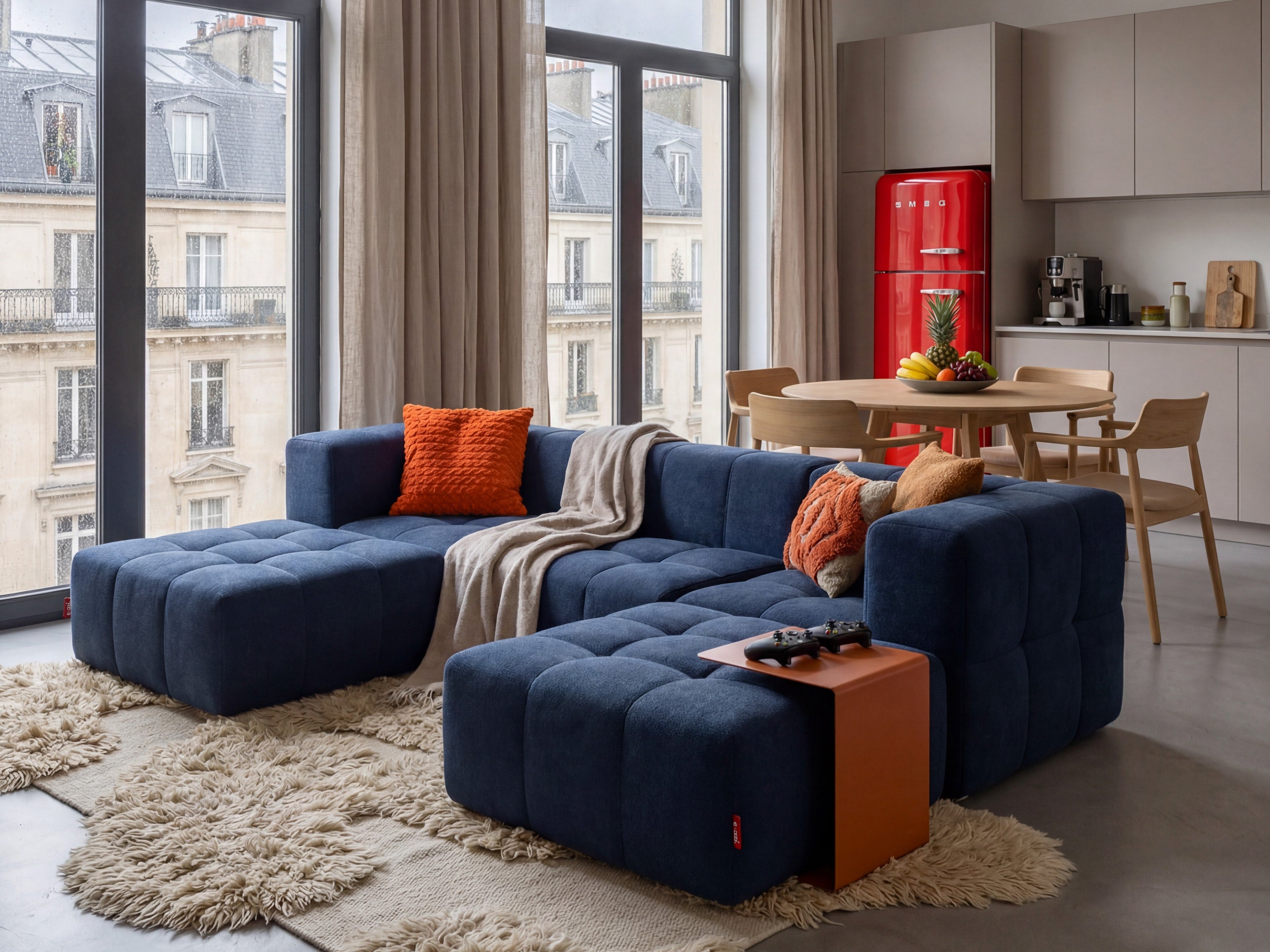 4 Teiliges Modulares Sofa – Blau