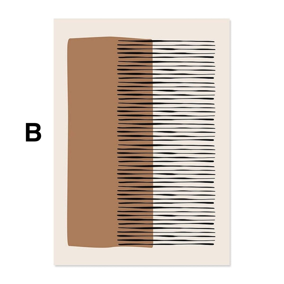 Poster Abstrakte Formen in Beige Braun und Linien Punkt Muster als Deko Print ohne Rahmen