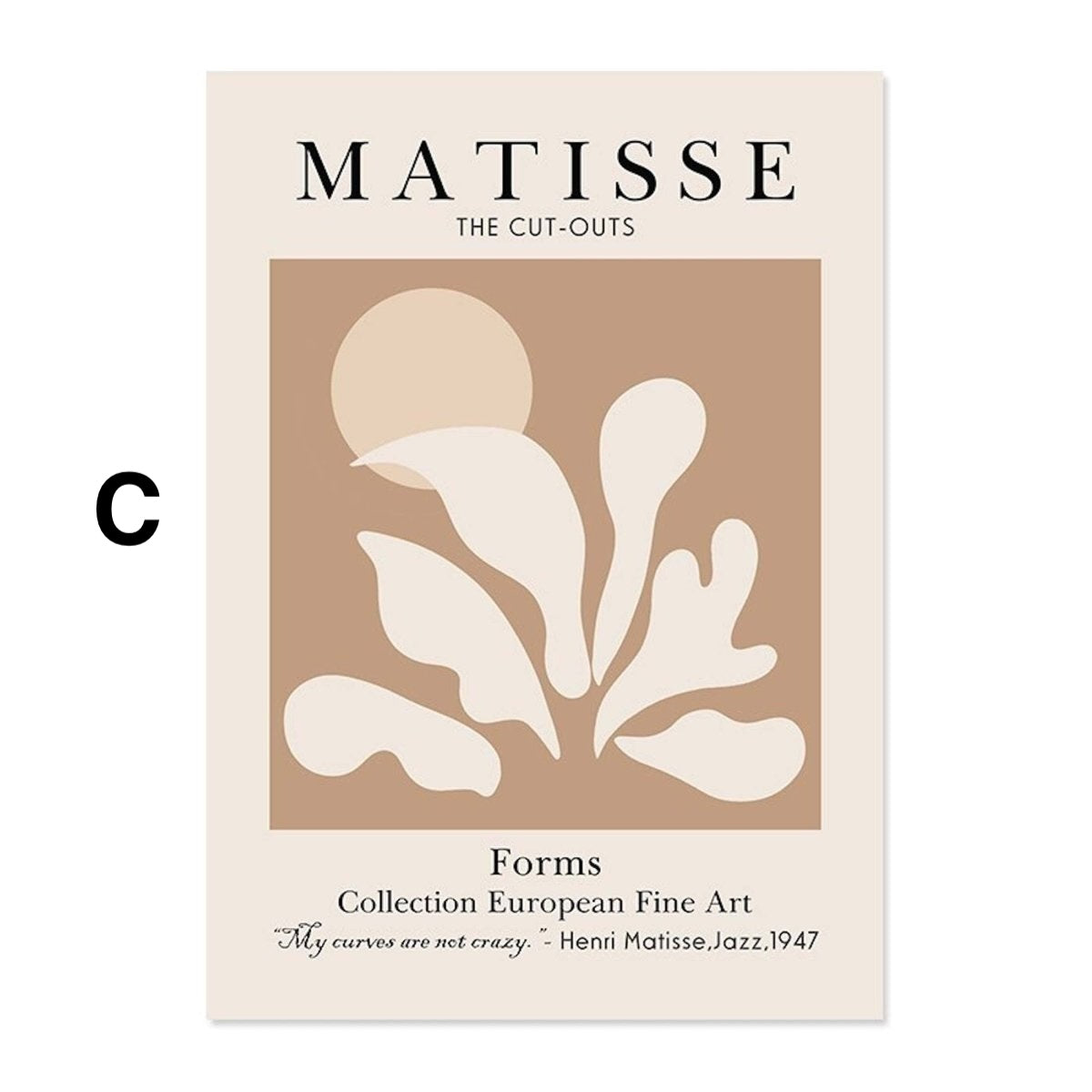 Poster Abstrakte Formen in Beige Braun und Linien Punkt Muster als Deko Print ohne Rahmen