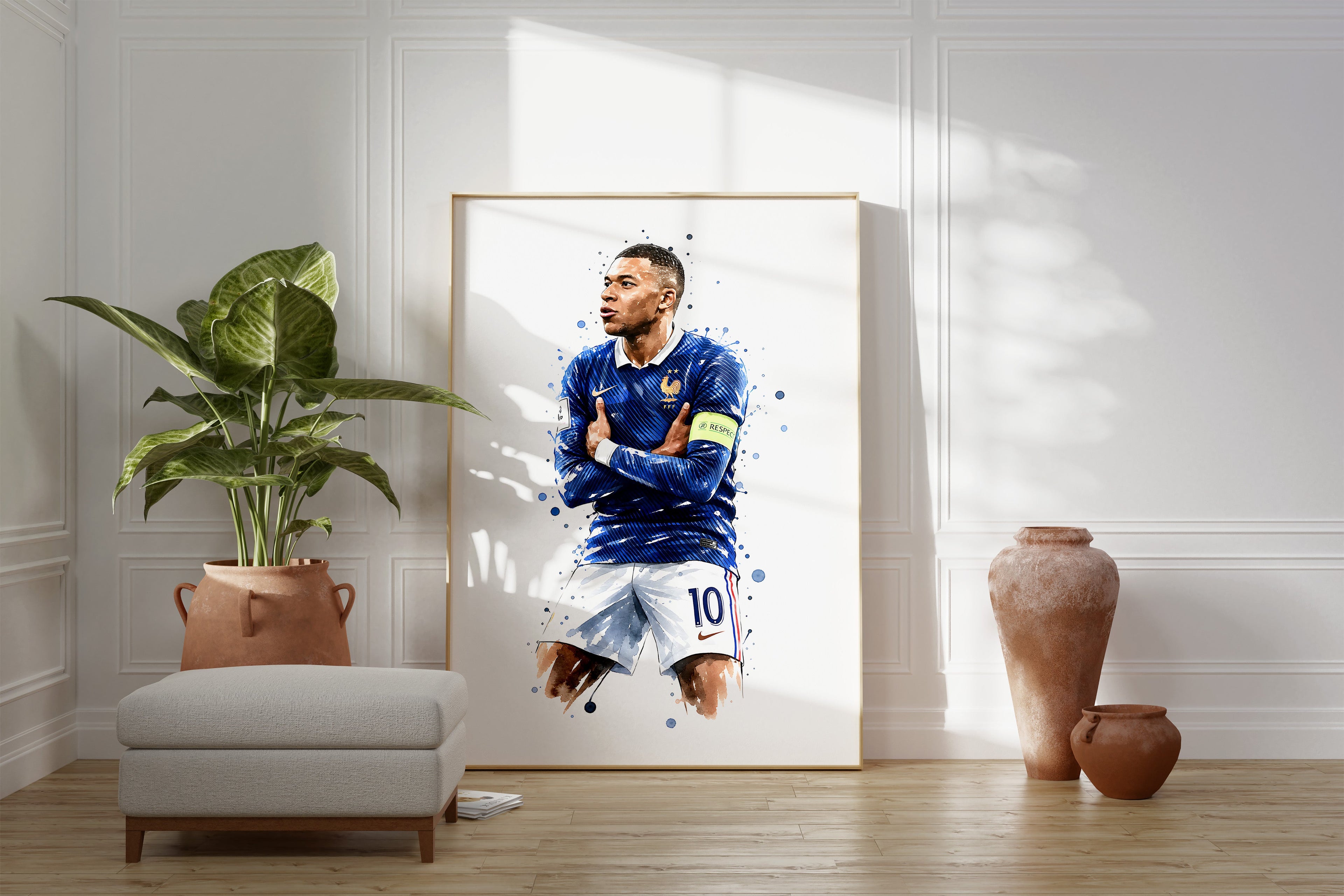 Frankreich Fußball Poster · Geschenkidee · Aquarell Sport Wandbild · Deko Print ohne Rahmen