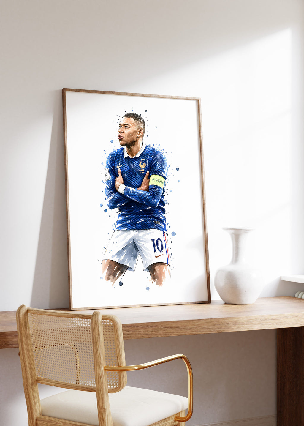 Frankreich Fußball Poster · Geschenkidee · Aquarell Sport Wandbild · Deko Print ohne Rahmen
