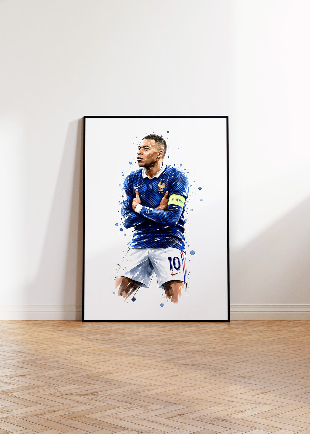Frankreich Fußball Poster · Geschenkidee · Aquarell Sport Wandbild · Deko Print ohne Rahmen