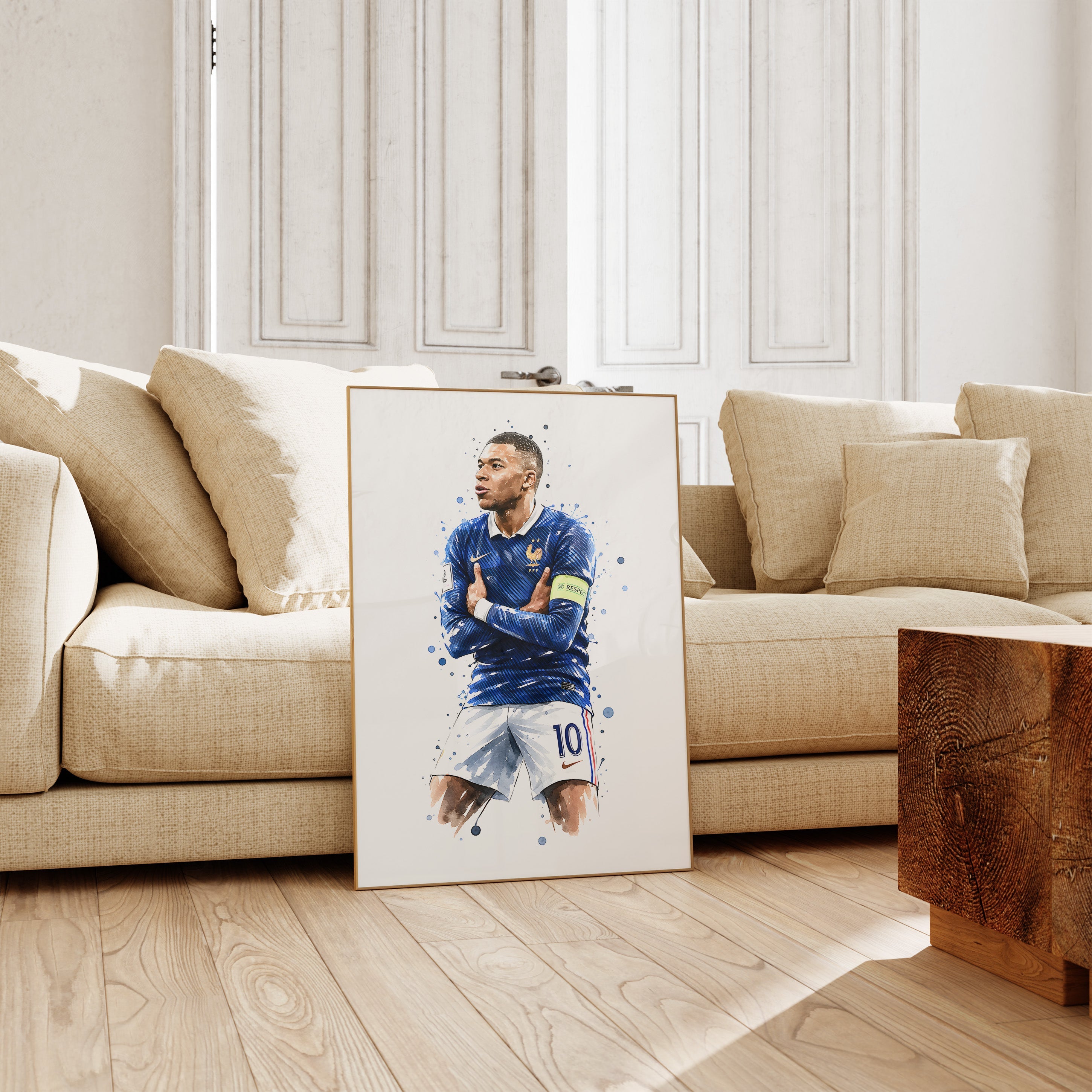 Frankreich Fußball Poster · Geschenkidee · Aquarell Sport Wandbild · Deko Print ohne Rahmen