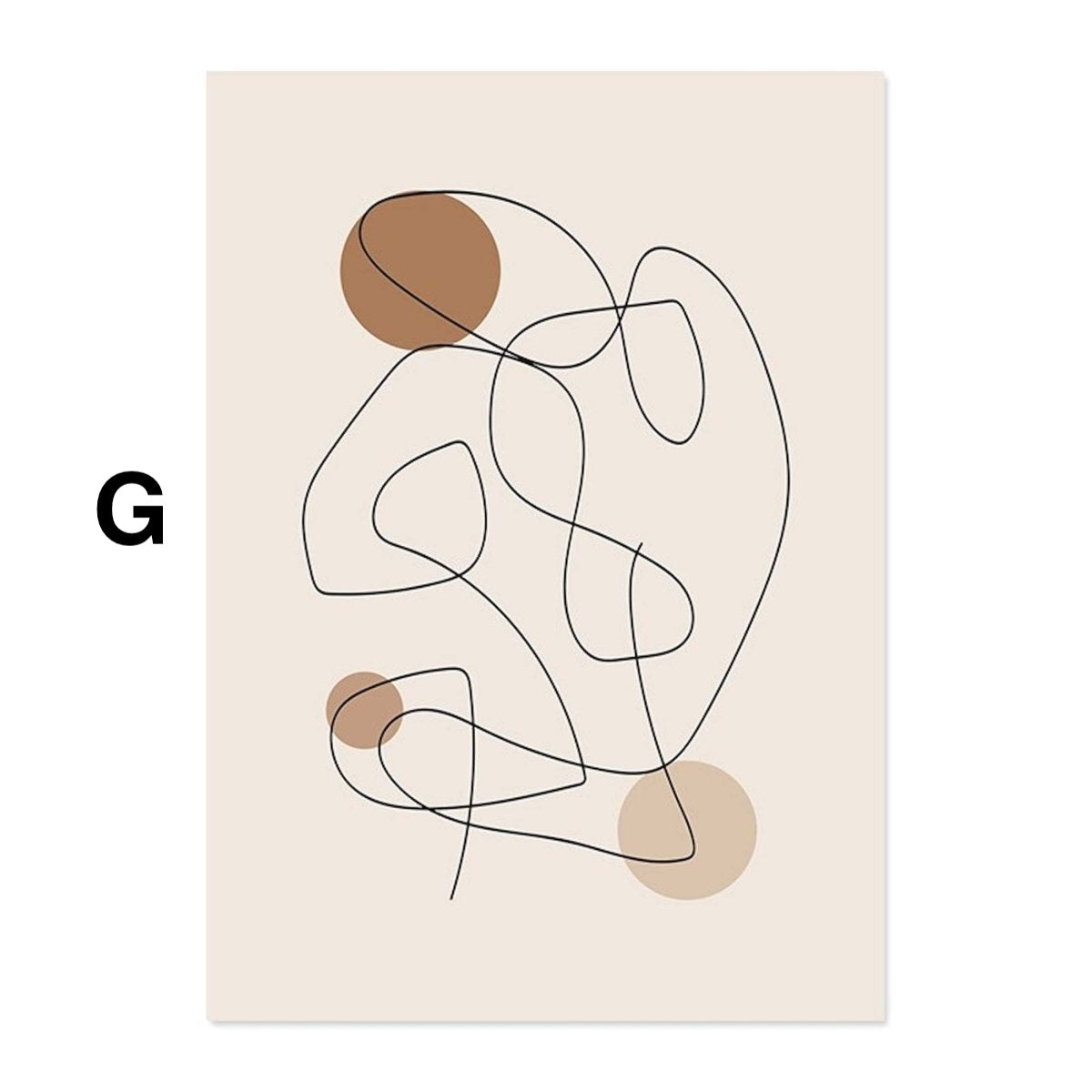 Poster Abstrakte Formen in Beige Braun und Linien Punkt Muster als Deko Print ohne Rahmen