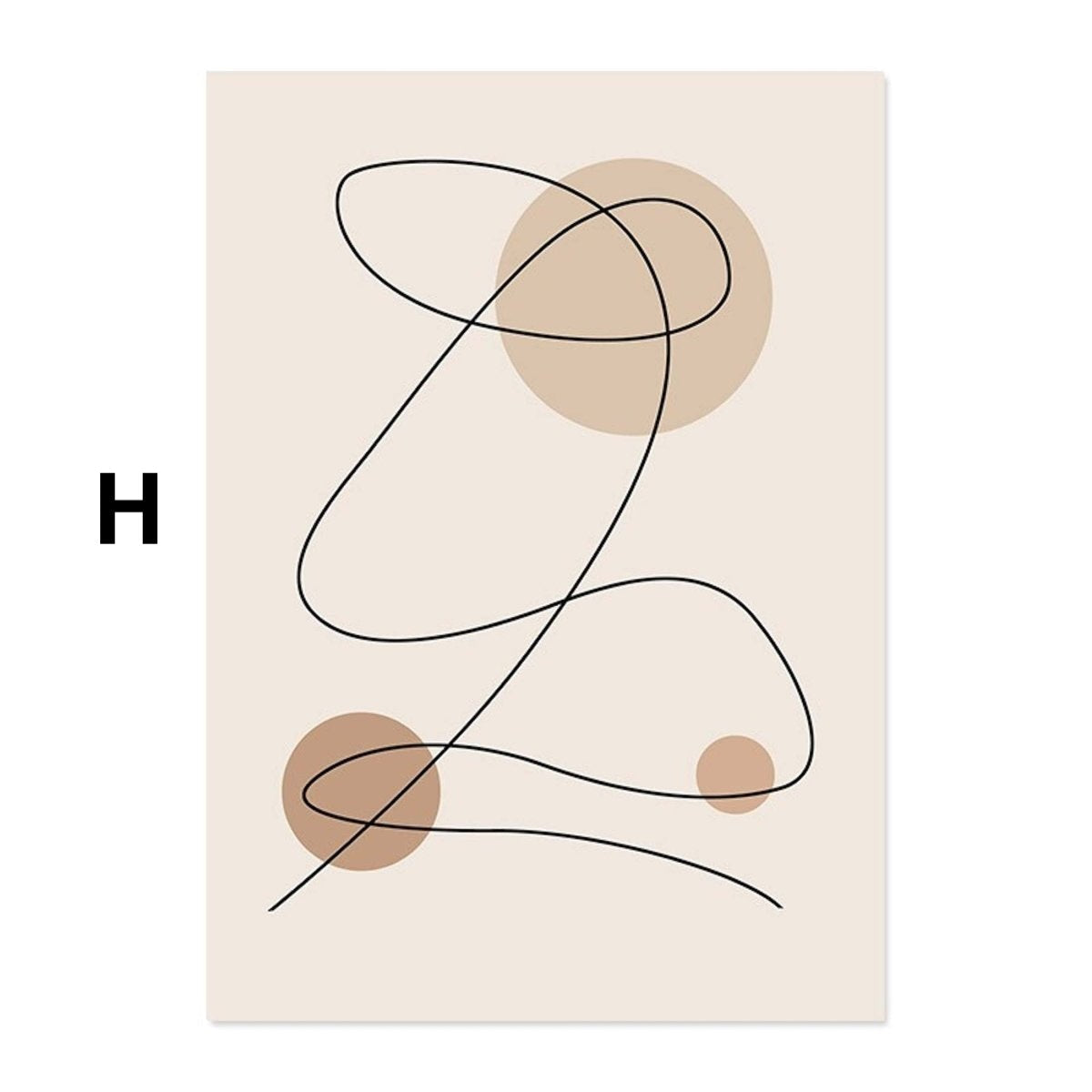 Poster Abstrakte Formen in Beige Braun und Linien Punkt Muster als Deko Print ohne Rahmen