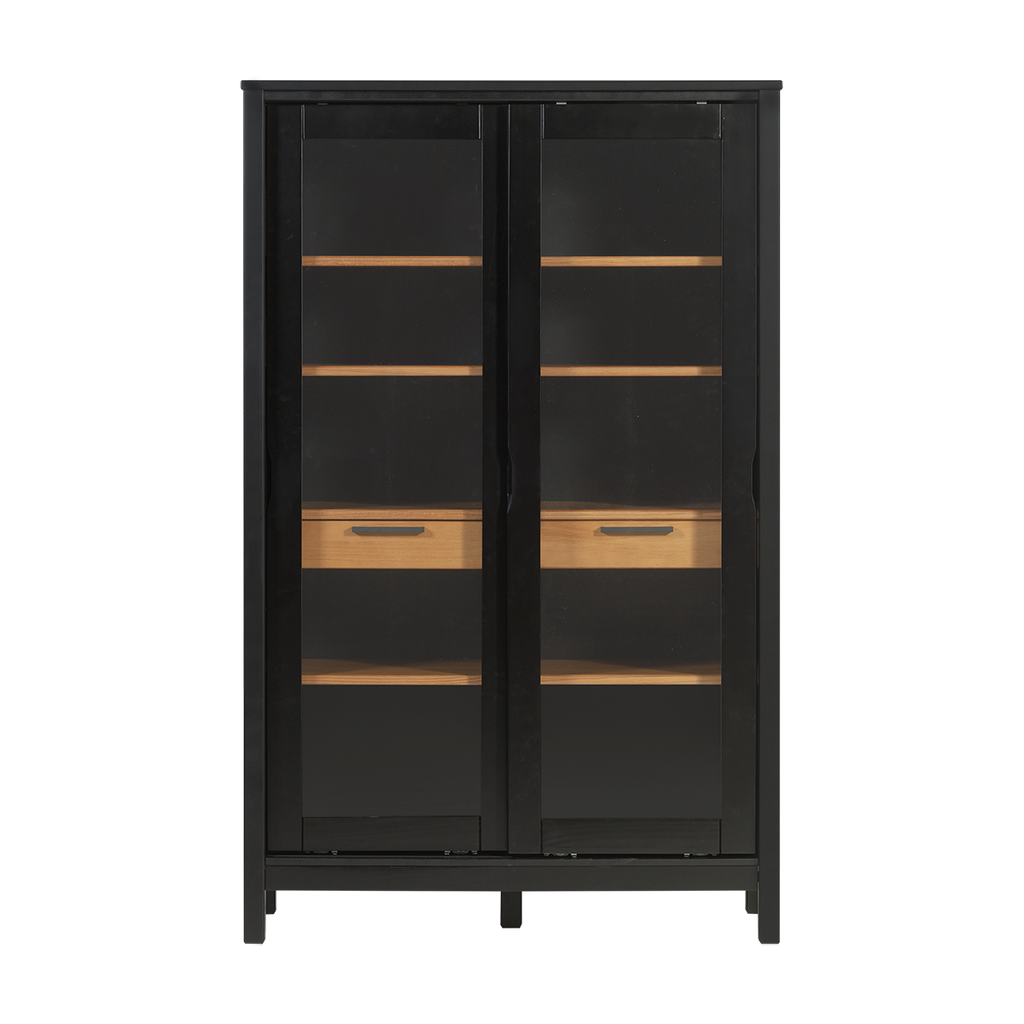 Vitrinenschrank SoHo - Schwarz und Oak