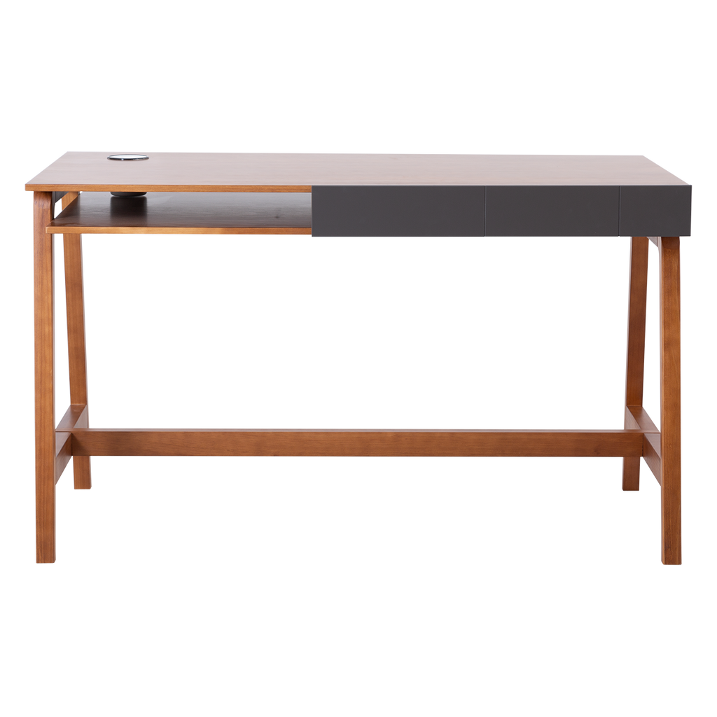 Schreibtisch Mandal Graphit – 130 cm Massivholz-Schreibtisch für Homeoffice