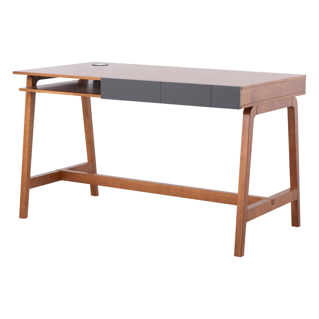 Schreibtisch Mandal Graphit – 130 cm Massivholz-Schreibtisch für Homeoffice