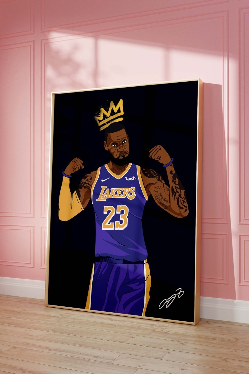 Basketball King Poster · Crown Athlete Illustration · Lakers Style Pop Art · Urban Sport Design · Moderne Wandkunst · Print ohne Rahmen