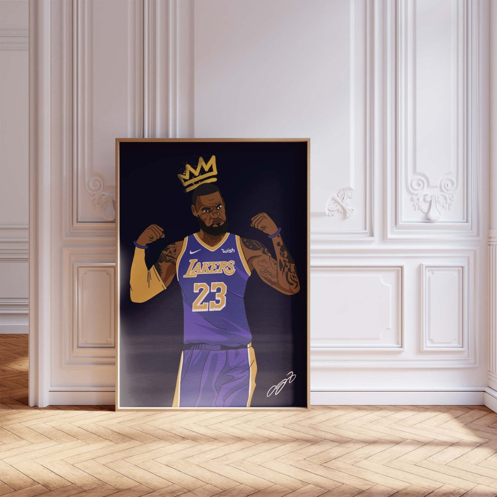 Basketball King Poster · Crown Athlete Illustration · Lakers Style Pop Art · Urban Sport Design · Moderne Wandkunst · Print ohne Rahmen