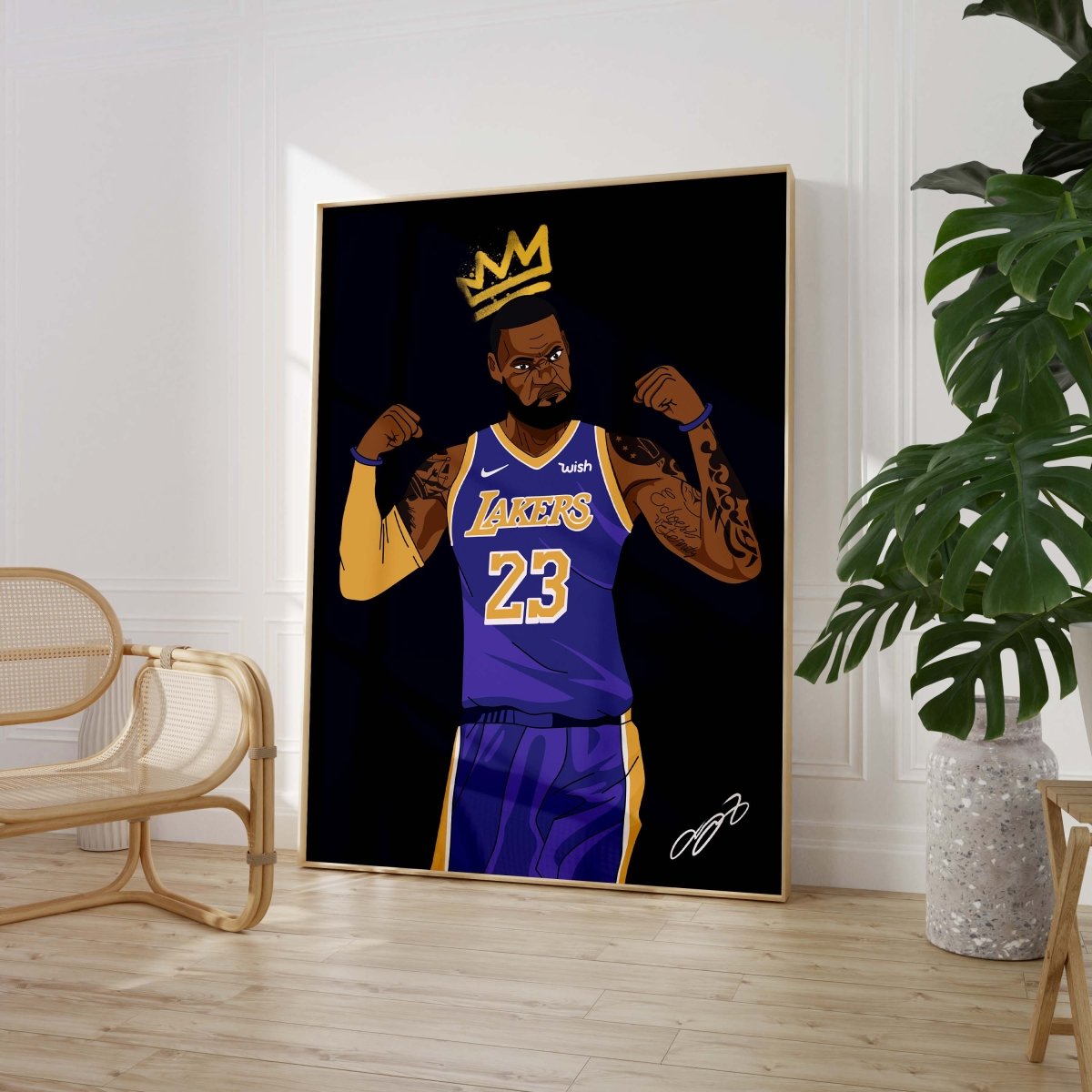 Basketball King Poster · Crown Athlete Illustration · Lakers Style Pop Art · Urban Sport Design · Moderne Wandkunst · Print ohne Rahmen