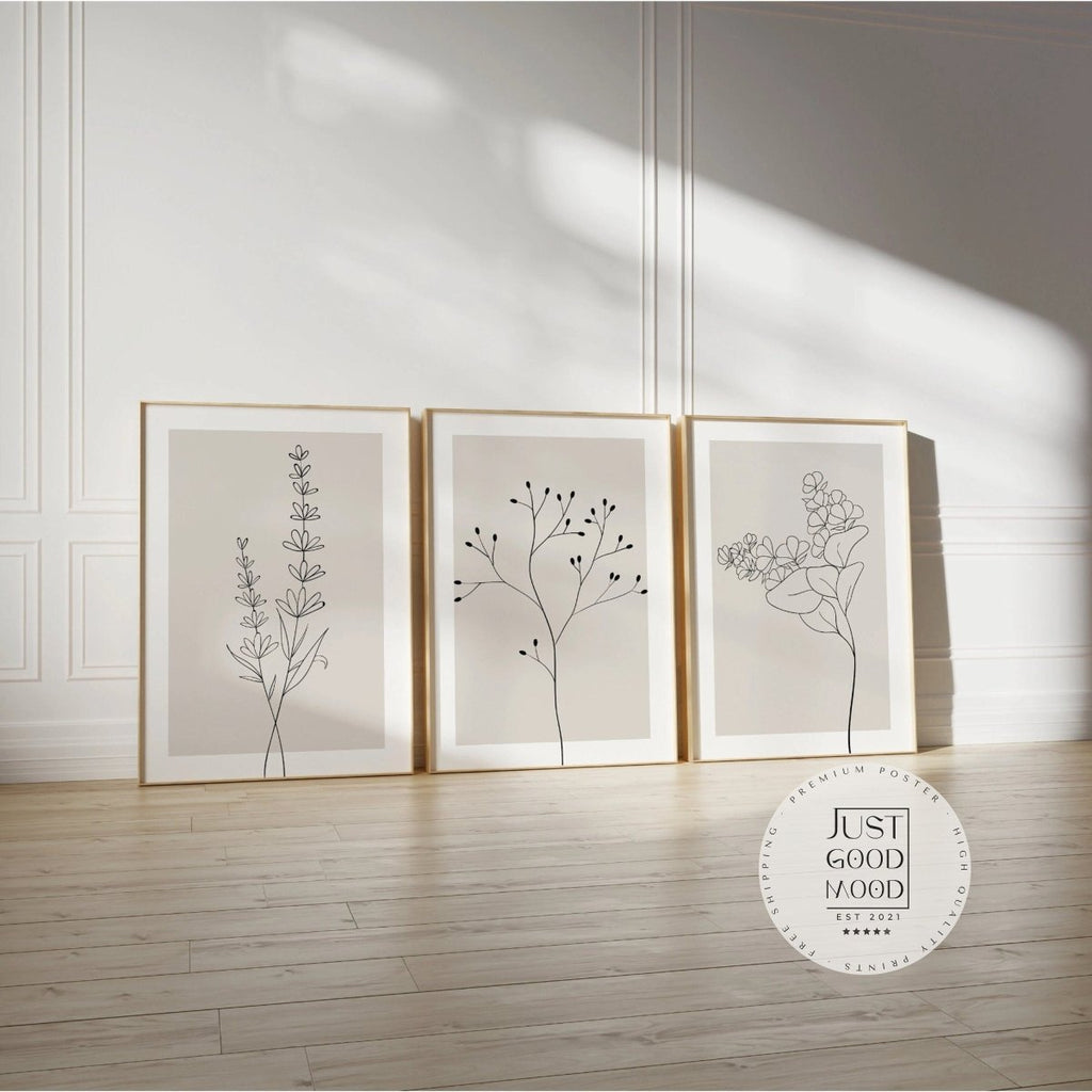 Blumen Minimalistisch Poster · Geschenkidee · Handgezeichnet · Abstract Flower · Line Art · Wand Deko · Deko Print ohne Rahmen