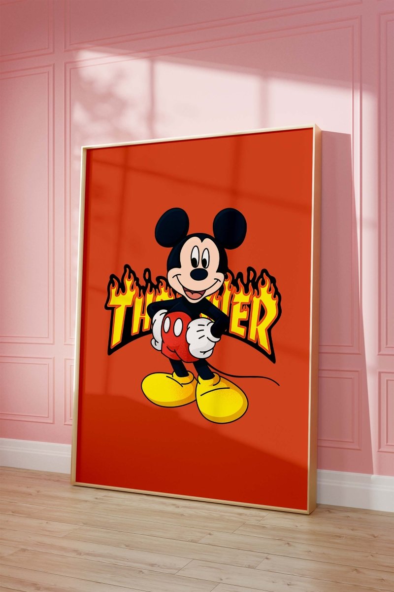 Cartoon Mouse Poster  · Thunder Typografie · Pop Art Illustration · Retro Comic Design · Moderne Wandkunst · Print ohne Rahmen