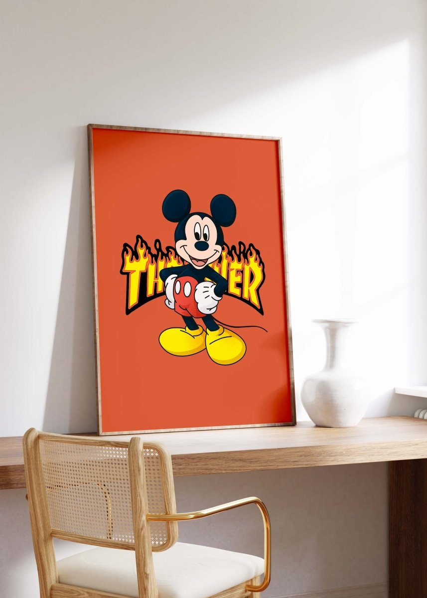 Cartoon Mouse Poster  · Thunder Typografie · Pop Art Illustration · Retro Comic Design · Moderne Wandkunst · Print ohne Rahmen
