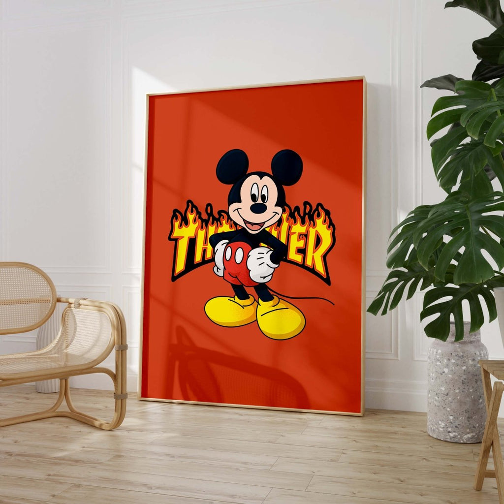 Cartoon Mouse Poster  · Thunder Typografie · Pop Art Illustration · Retro Comic Design · Moderne Wandkunst · Print ohne Rahmen
