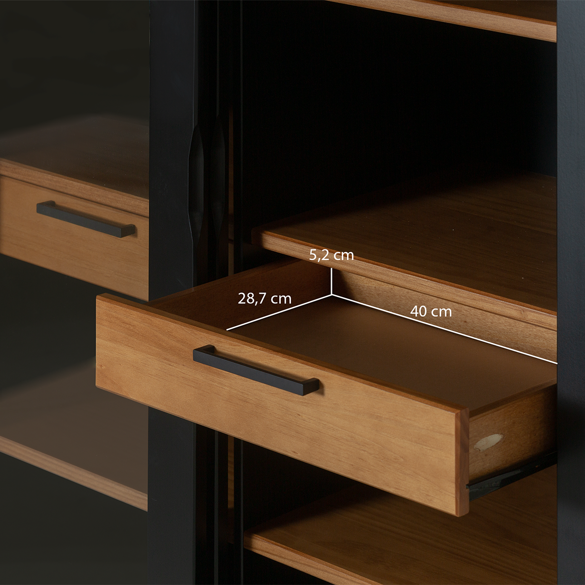 Vitrinenschrank SoHo - Schwarz und Oak