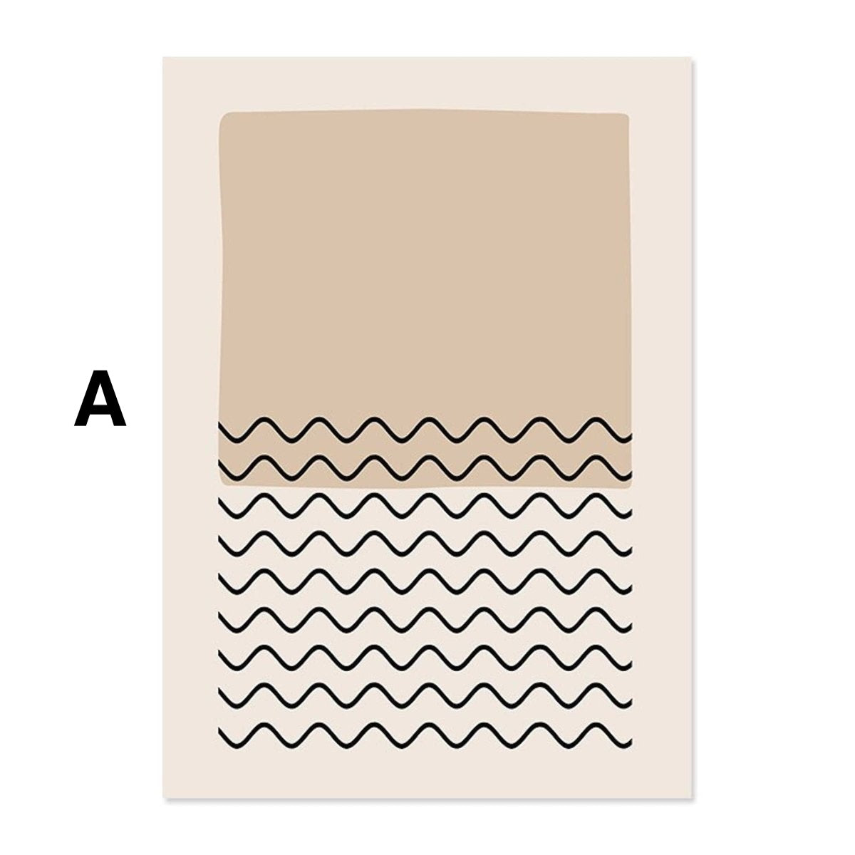 Poster Abstrakte Formen in Beige Braun und Linien Punkt Muster als Deko Print ohne Rahmen