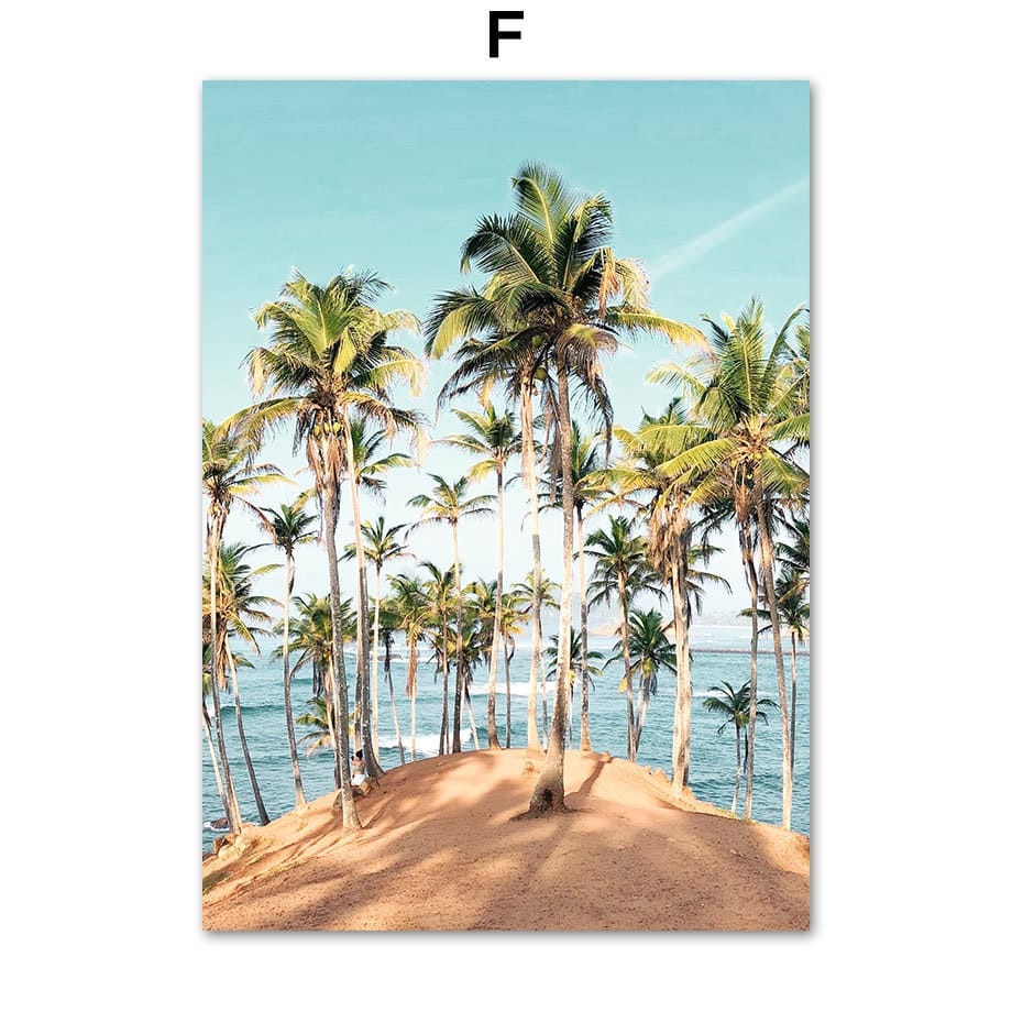Poster Palmen Strand Muscheln Käfer Surfbretter Ananas · Wandbilder Wohnzimmer & Schlafzimmer ·  Wand Deko · Kunst Druck · ohne Rahmen