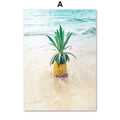 Poster Palmen Strand Muscheln Käfer Surfbretter Ananas · Wandbilder Wohnzimmer & Schlafzimmer ·  Wand Deko · Kunst Druck · ohne Rahmen