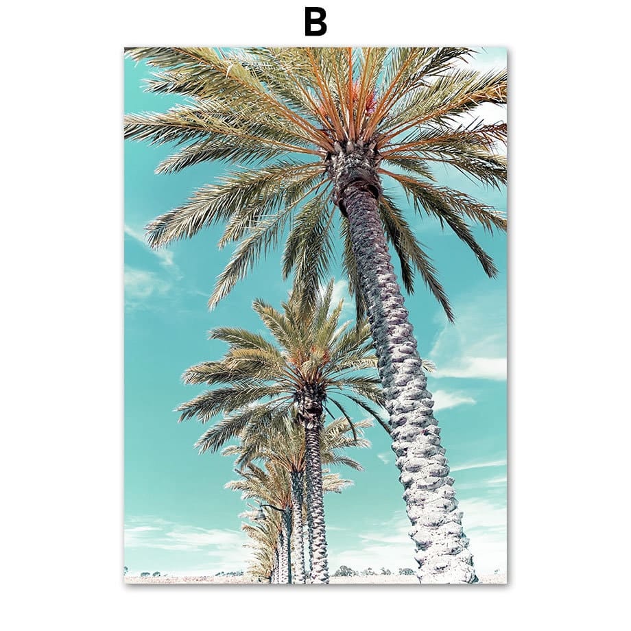 Poster Palmen Strand Muscheln Käfer Surfbretter Ananas · Wandbilder Wohnzimmer & Schlafzimmer ·  Wand Deko · Kunst Druck · ohne Rahmen