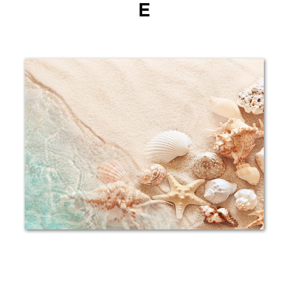 Poster Palmen Strand Muscheln Käfer Surfbretter Ananas · Wandbilder Wohnzimmer & Schlafzimmer ·  Wand Deko · Kunst Druck · ohne Rahmen