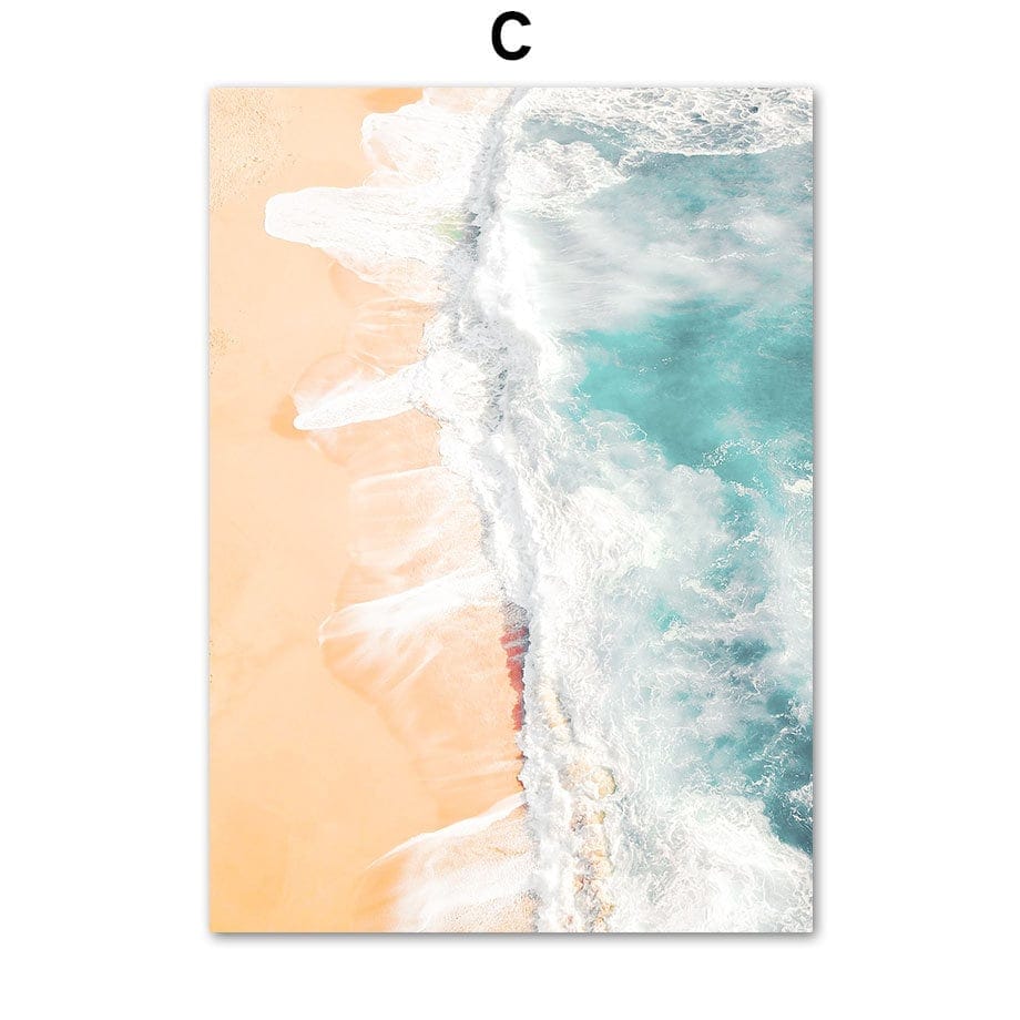 Poster Palmen Strand Muscheln Käfer Surfbretter Ananas · Wandbilder Wohnzimmer & Schlafzimmer ·  Wand Deko · Kunst Druck · ohne Rahmen
