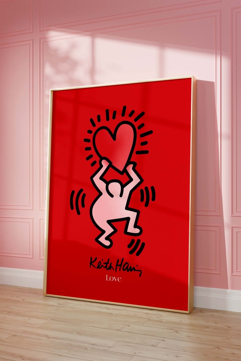 Tanzende Figur mit Herz Poster · Pop Art Street Art Stil · Moderner Kunstdruck ohne Rahmen
