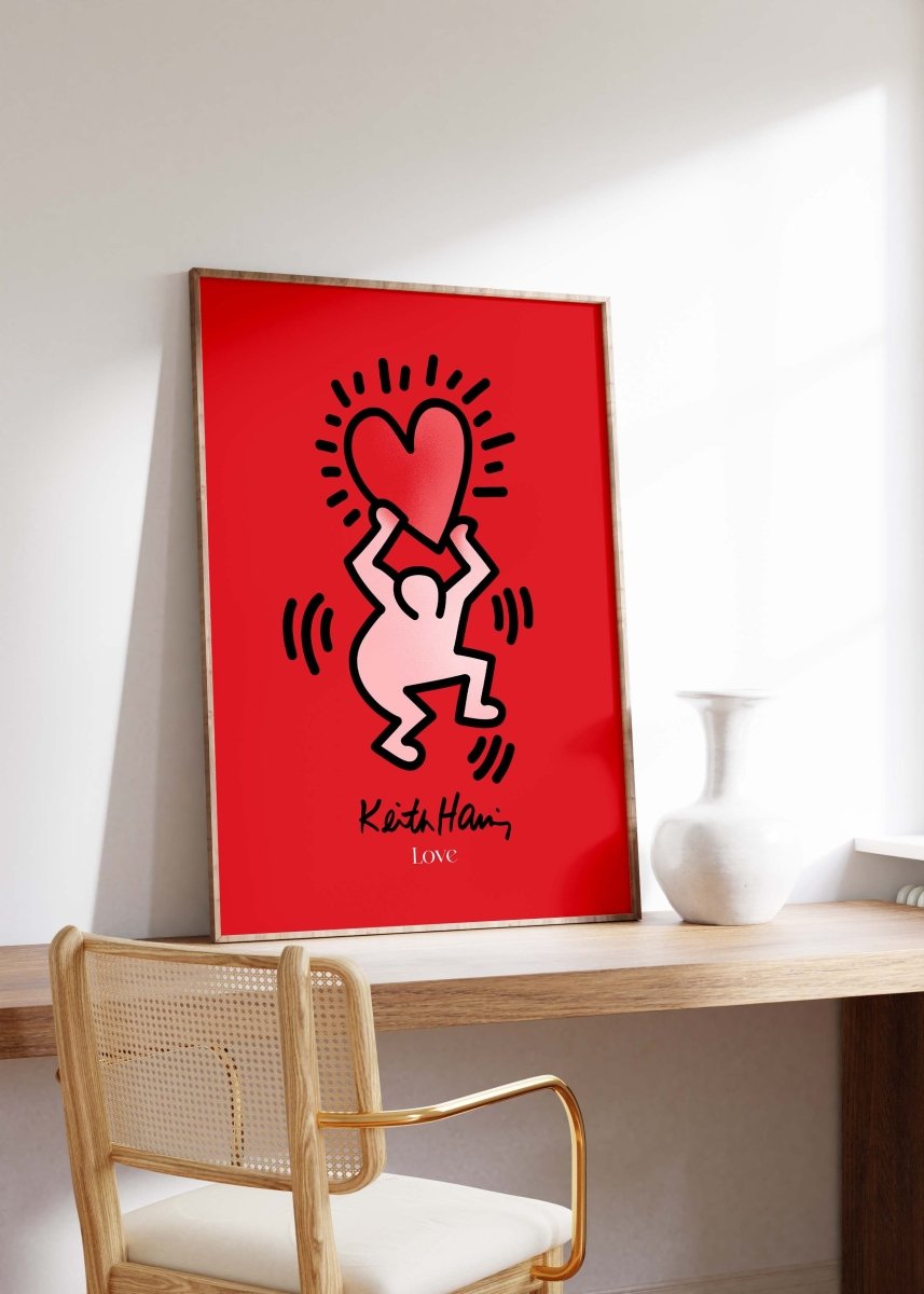 Tanzende Figur mit Herz Poster · Pop Art Street Art Stil · Moderner Kunstdruck ohne Rahmen